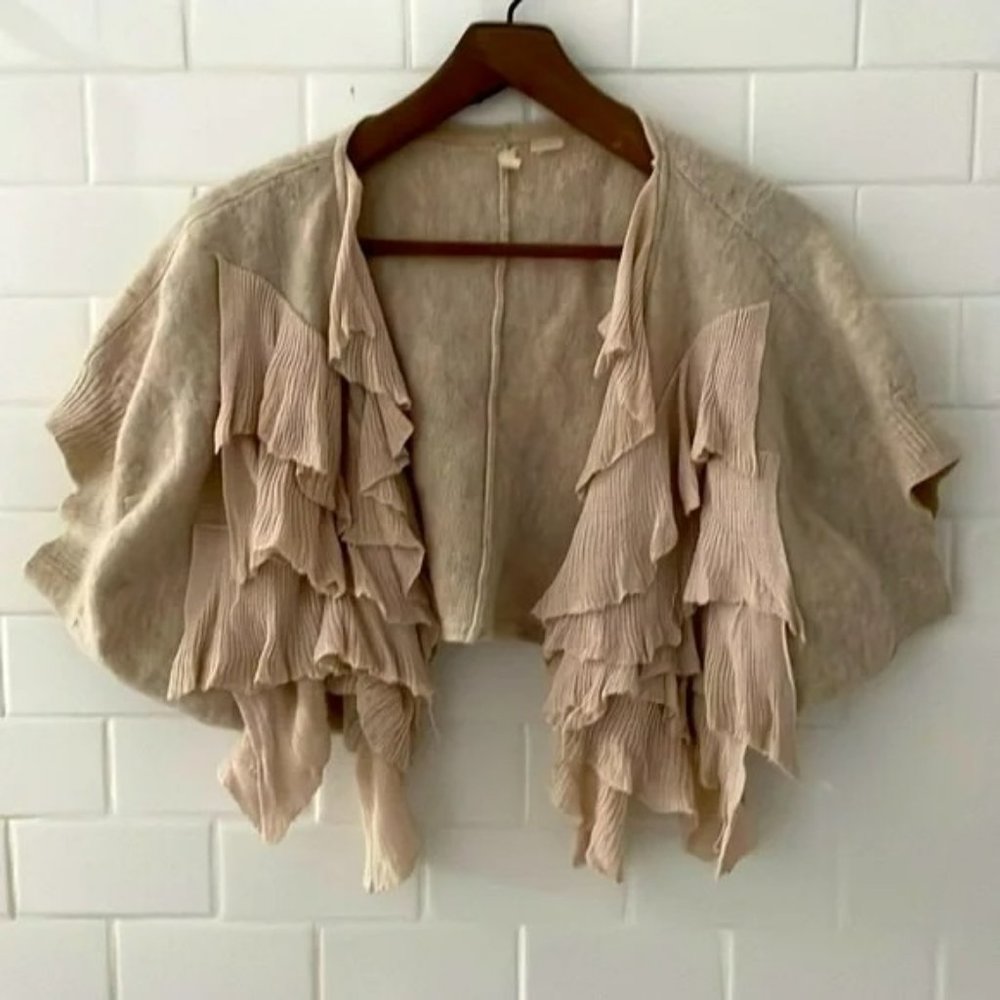 Moth Ladies Cropped Short Sleeve Ruffle Front Cardigan Size M/L - Picture 5 of 8